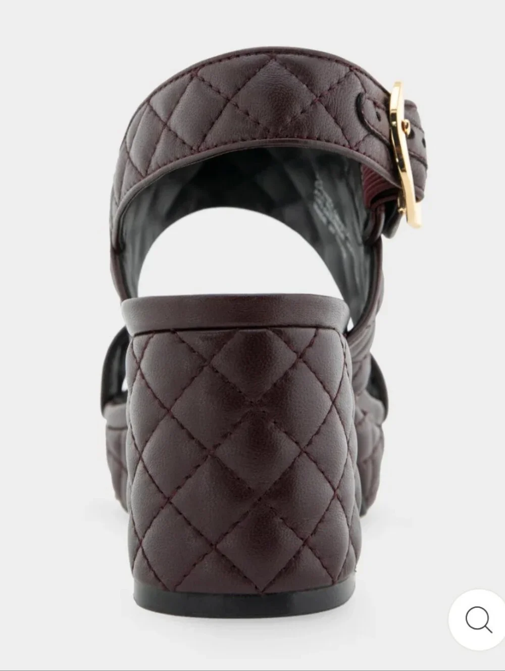AEROSOLES Quilted Block Heel Sandal in Deep Aubergine